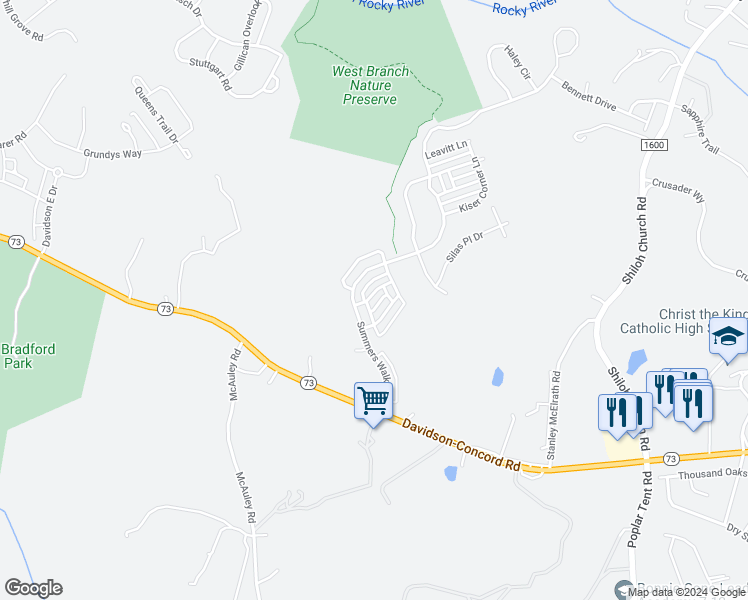map of restaurants, bars, coffee shops, grocery stores, and more near 15871 Sharon Dale Drive in Davidson
