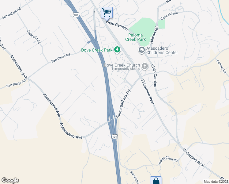 map of restaurants, bars, coffee shops, grocery stores, and more near 11700 El Camino Real in Atascadero