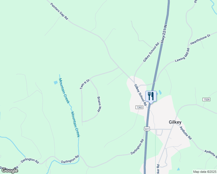 map of restaurants, bars, coffee shops, grocery stores, and more near 198 Carvos Parton Lane in Rutherfordton