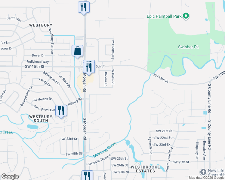 map of restaurants, bars, coffee shops, grocery stores, and more near 9617 Southwest 18th Street in Oklahoma City