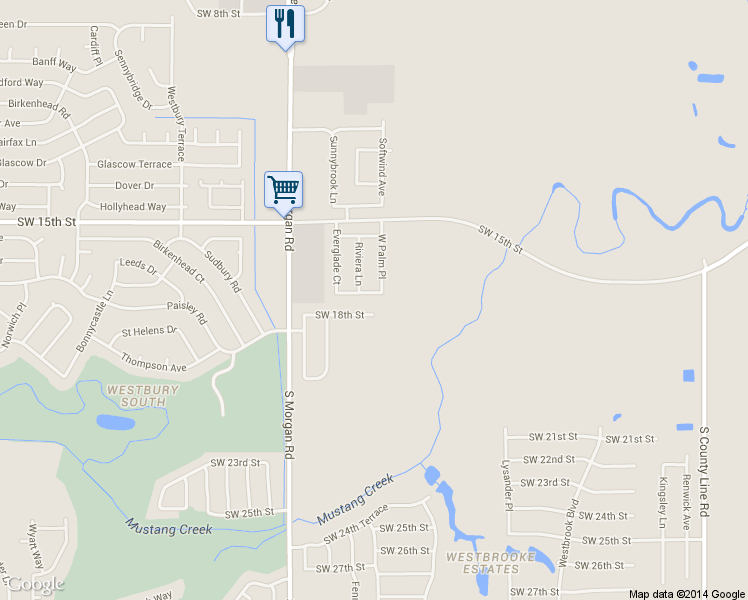 map of restaurants, bars, coffee shops, grocery stores, and more near 9617 Southwest 18th Street in Oklahoma City