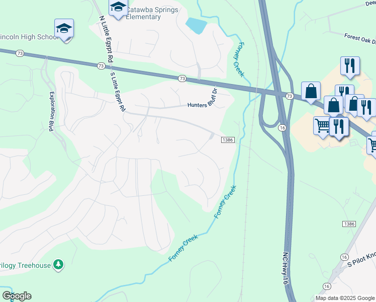 map of restaurants, bars, coffee shops, grocery stores, and more near 7159 Oxford Hunt Drive in Stanley