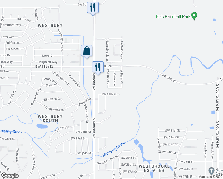 map of restaurants, bars, coffee shops, grocery stores, and more near 9706 Southwest 17th Street in Oklahoma City