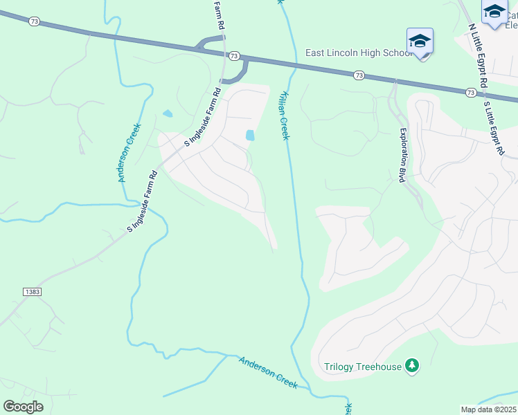 map of restaurants, bars, coffee shops, grocery stores, and more near 1137 Thoroughbred Drive in Iron Station