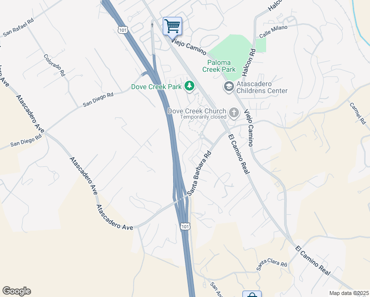 map of restaurants, bars, coffee shops, grocery stores, and more near 11700 El Camino Real in Atascadero