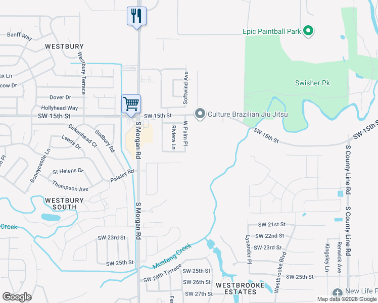 map of restaurants, bars, coffee shops, grocery stores, and more near 9600 Southwest 17th Street in Oklahoma City