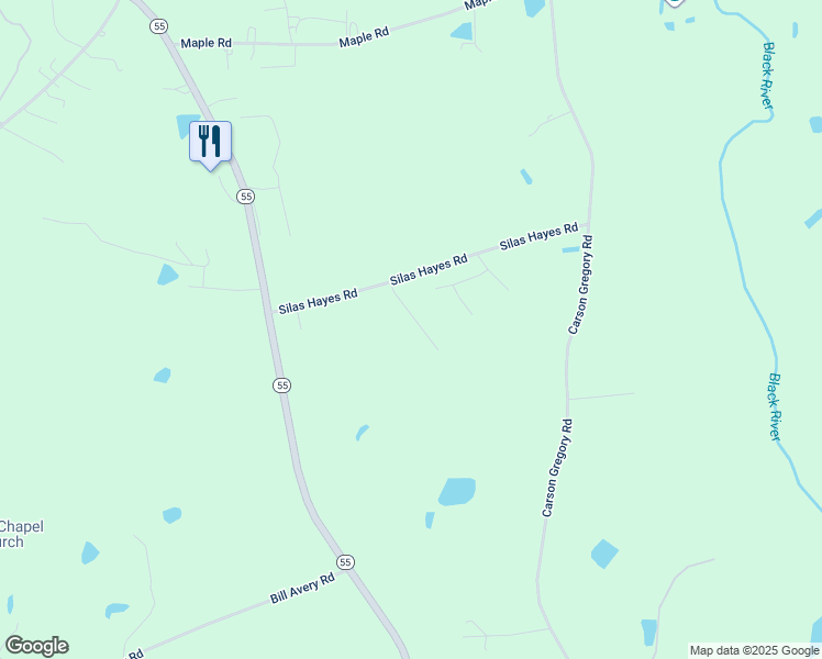 map of restaurants, bars, coffee shops, grocery stores, and more near 108 High Standard Lane in Angier