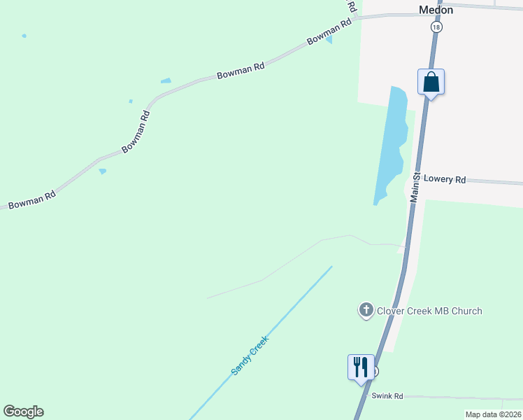 map of restaurants, bars, coffee shops, grocery stores, and more near 64 Agins Road in Medon