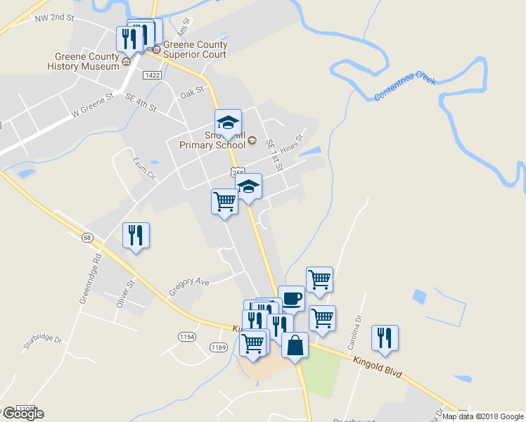 map of restaurants, bars, coffee shops, grocery stores, and more near 100 Snow Hill Ridge Drive in Snow Hill