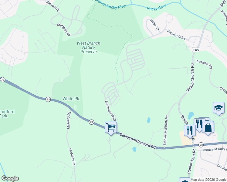 map of restaurants, bars, coffee shops, grocery stores, and more near 15820 Sharon Dale Drive in Davidson