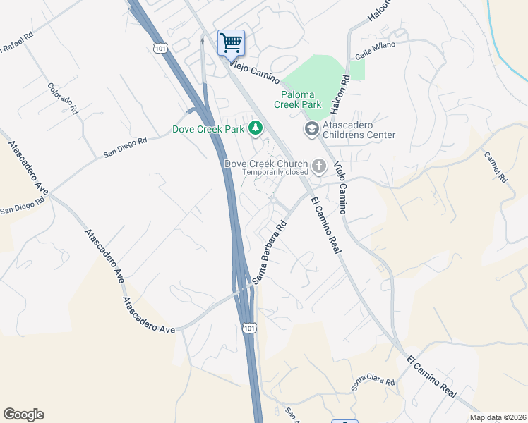 map of restaurants, bars, coffee shops, grocery stores, and more near 11616 Cardelina Lane in Atascadero