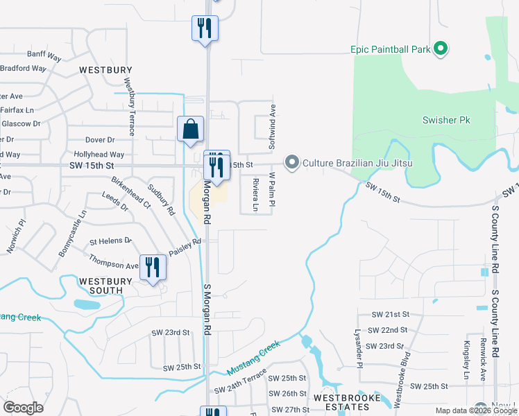 map of restaurants, bars, coffee shops, grocery stores, and more near 1730 Riviera Lane in Oklahoma City