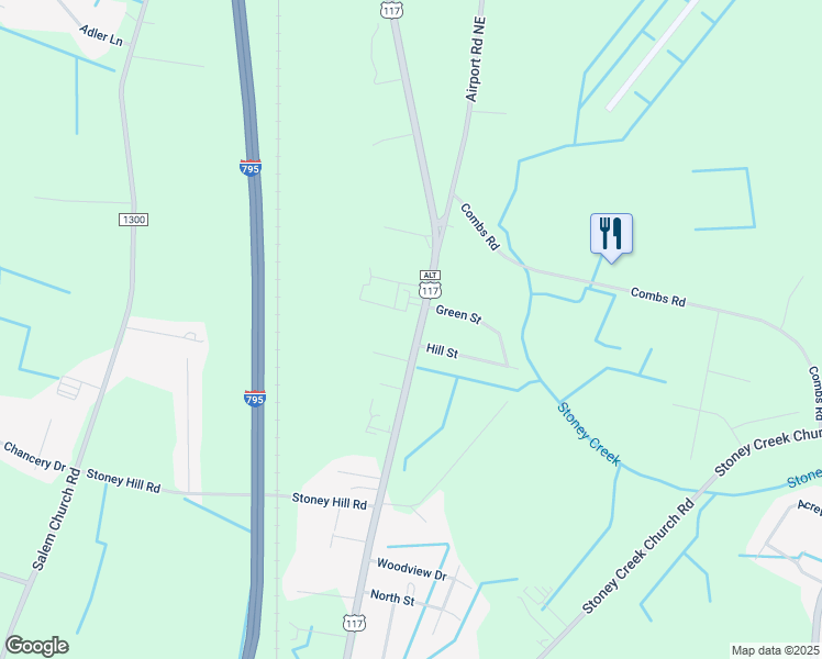 map of restaurants, bars, coffee shops, grocery stores, and more near 3547 U.S. 117 in Goldsboro