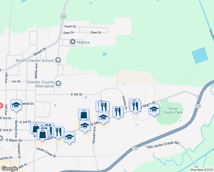 map of restaurants, bars, coffee shops, grocery stores, and more near 725 4th Street in Henderson