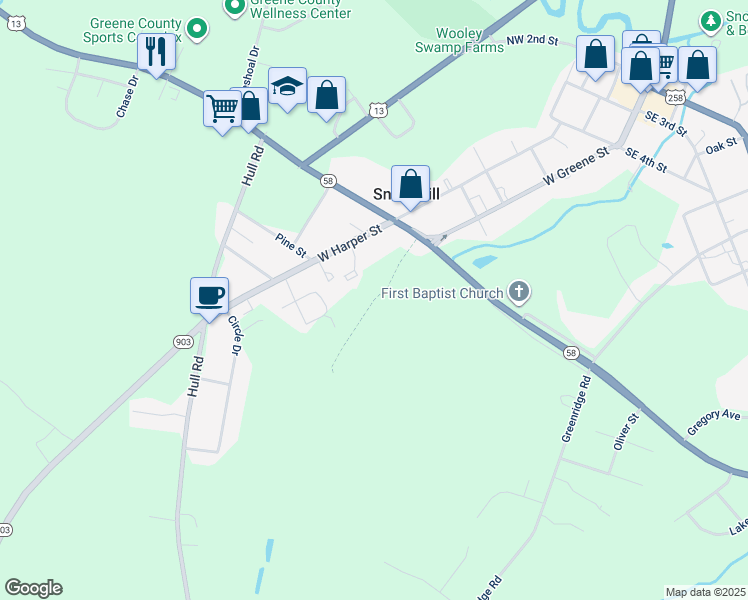 map of restaurants, bars, coffee shops, grocery stores, and more near Saint Barnabas Street in Snow Hill