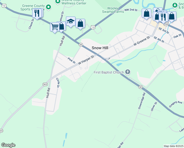 map of restaurants, bars, coffee shops, grocery stores, and more near Saint Barnabas Street in Snow Hill
