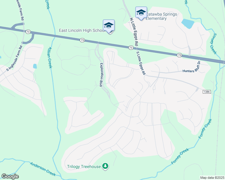 map of restaurants, bars, coffee shops, grocery stores, and more near 528 Flat Rock Drive in Stanley