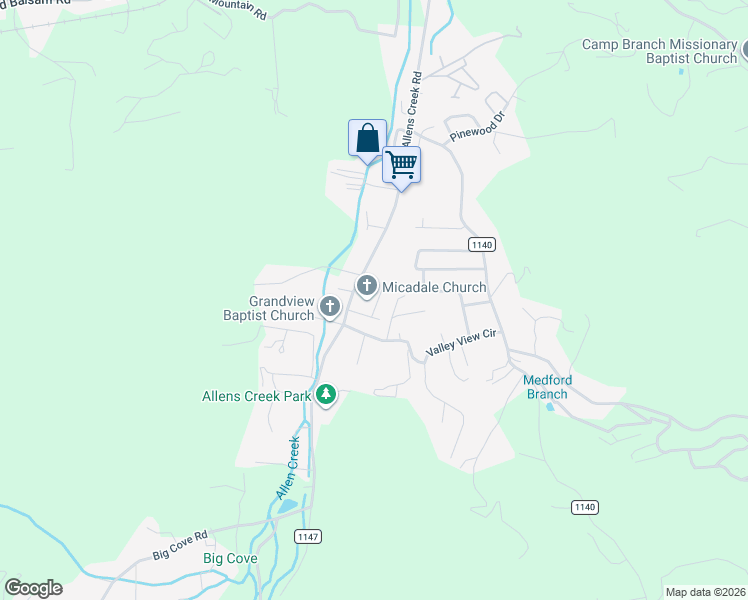 map of restaurants, bars, coffee shops, grocery stores, and more near 101 Skyview Drive in Waynesville