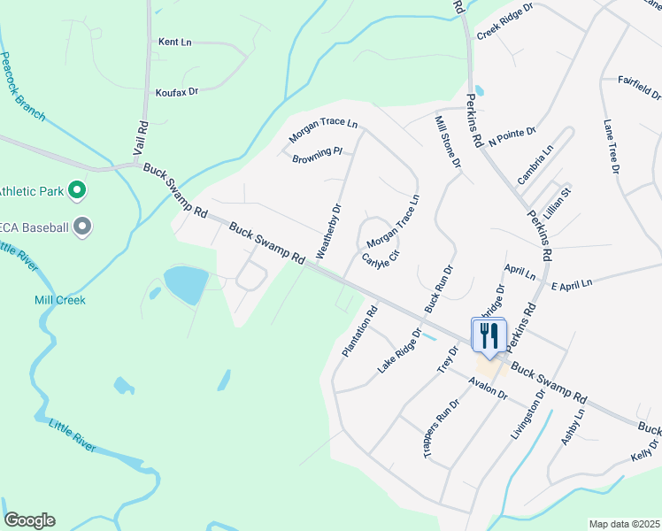 map of restaurants, bars, coffee shops, grocery stores, and more near 686 Buck Swamp Road in Goldsboro