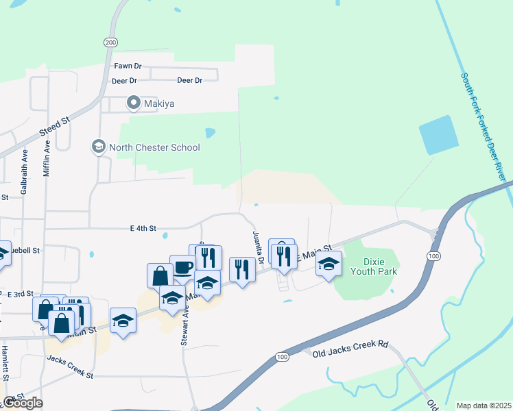 map of restaurants, bars, coffee shops, grocery stores, and more near 2-198 Mickens Lane in Henderson