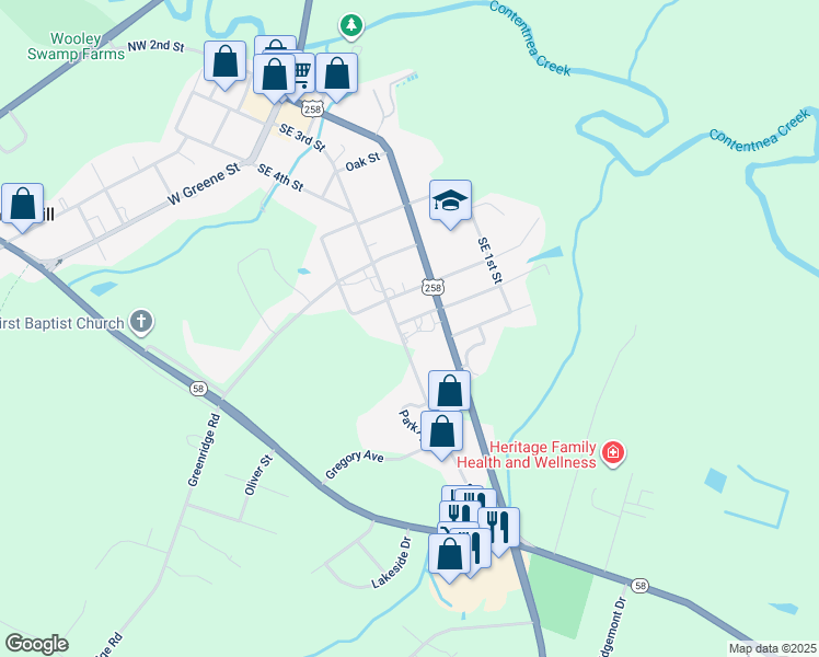 map of restaurants, bars, coffee shops, grocery stores, and more near 702 Southeast 3rd Street in Snow Hill
