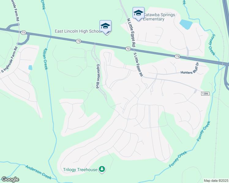 map of restaurants, bars, coffee shops, grocery stores, and more near 541 Flat Rock Drive in Stanley