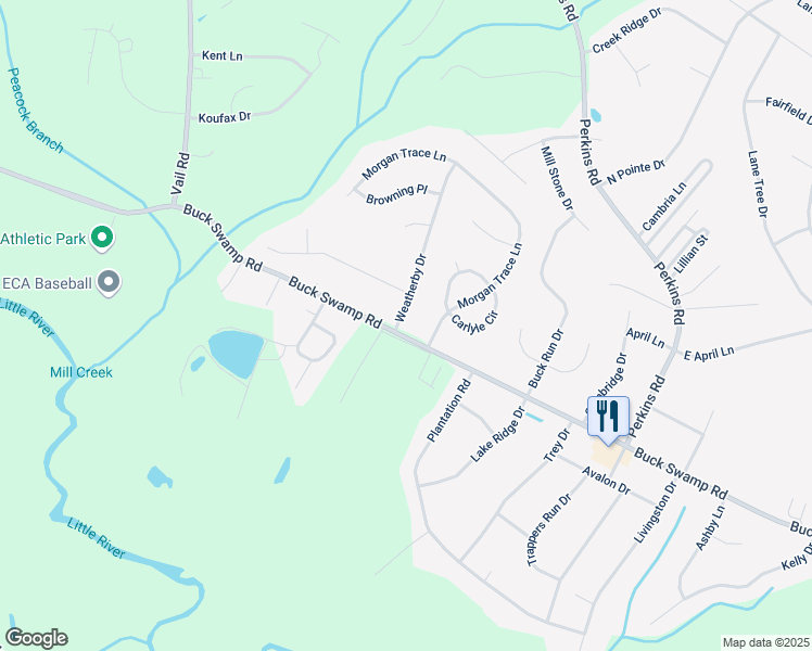 map of restaurants, bars, coffee shops, grocery stores, and more near 686 Buck Swamp Road in Goldsboro