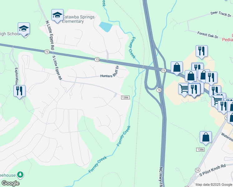 map of restaurants, bars, coffee shops, grocery stores, and more near 7435 South Little Egypt Road in Stanley