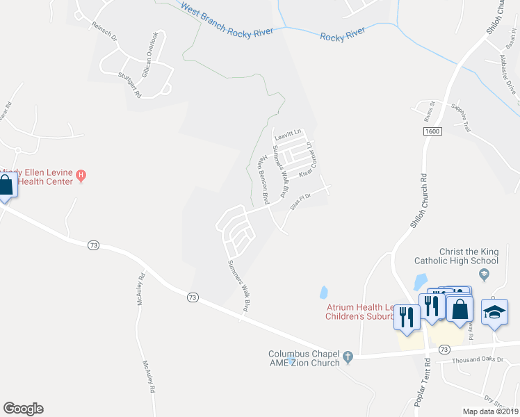 map of restaurants, bars, coffee shops, grocery stores, and more near 17122 Summers Walk Boulevard in Davidson