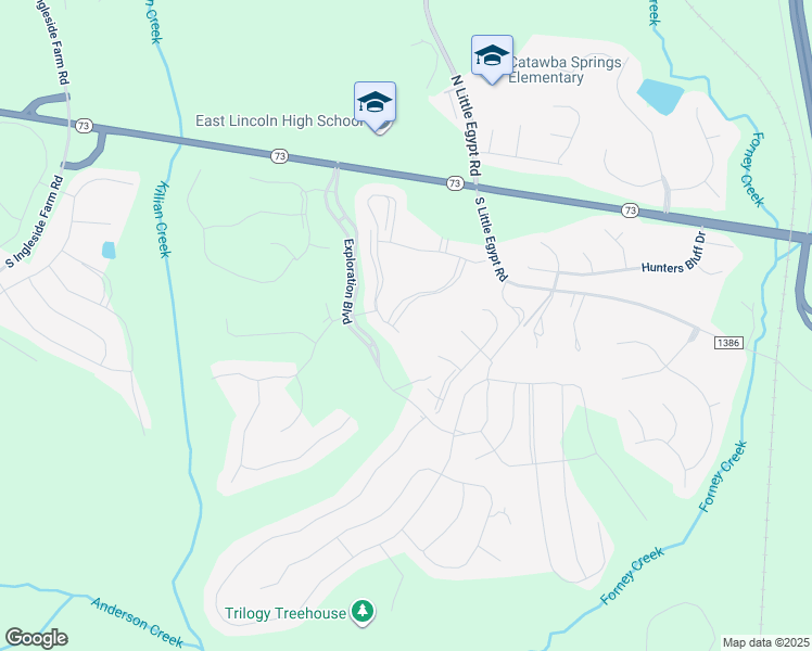 map of restaurants, bars, coffee shops, grocery stores, and more near 535 Flat Rock Drive in Stanley