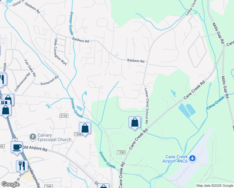 map of restaurants, bars, coffee shops, grocery stores, and more near 84 Robinson Drive in Fletcher