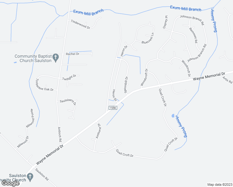 map of restaurants, bars, coffee shops, grocery stores, and more near 104 Heron Drive in Goldsboro