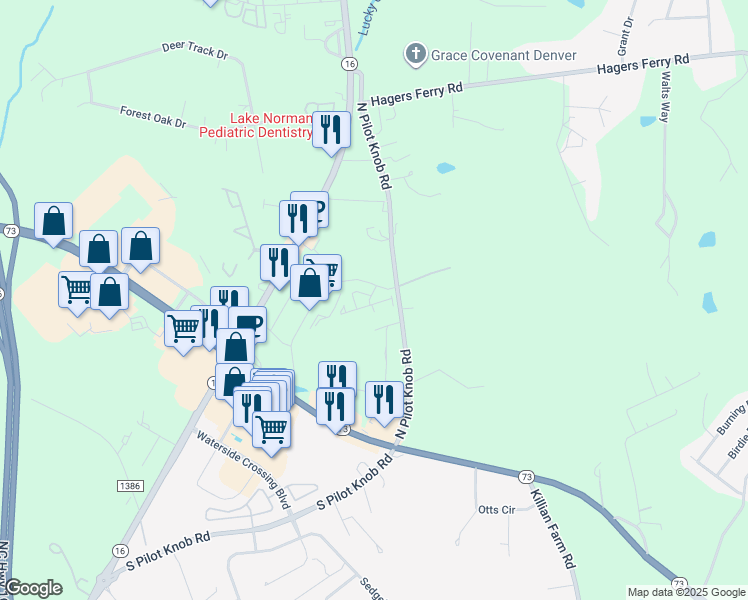 map of restaurants, bars, coffee shops, grocery stores, and more near 307 North Pilot Knob Road in Denver
