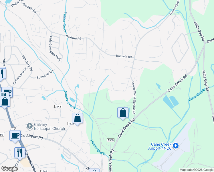 map of restaurants, bars, coffee shops, grocery stores, and more near 84 Robinson Drive in Fletcher