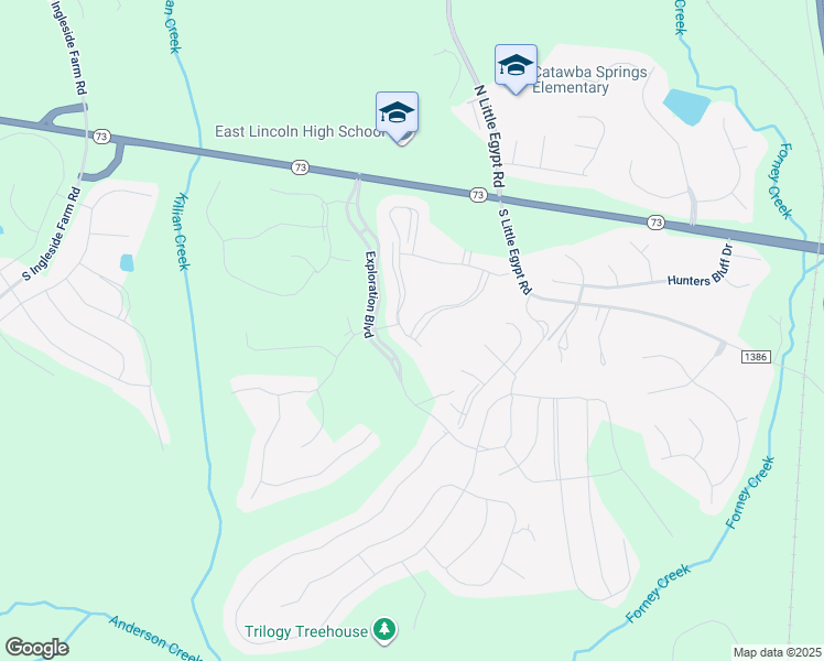 map of restaurants, bars, coffee shops, grocery stores, and more near 495 Flat Rock Drive in Stanley