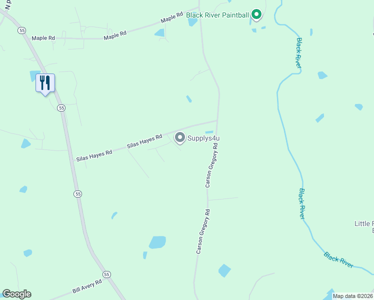 map of restaurants, bars, coffee shops, grocery stores, and more near 103 Hunters Point Court in Angier