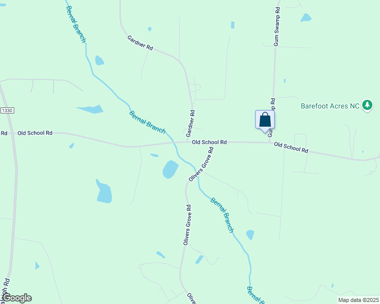 map of restaurants, bars, coffee shops, grocery stores, and more near 3641 Old School Road in Four Oaks