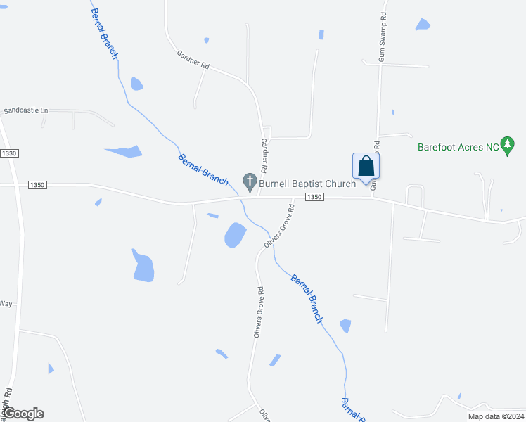 map of restaurants, bars, coffee shops, grocery stores, and more near 3641 Old School Road in Four Oaks