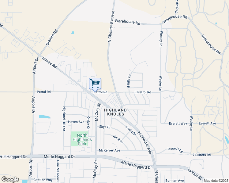 map of restaurants, bars, coffee shops, grocery stores, and more near 5801 North Chester Extension Avenue in Bakersfield