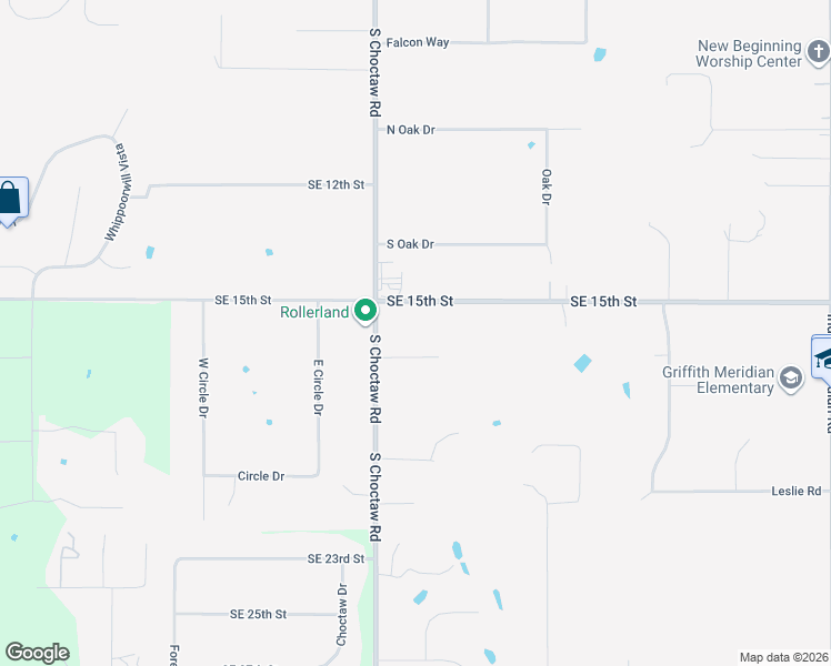 map of restaurants, bars, coffee shops, grocery stores, and more near 15152 Southeast 15th Street in Choctaw