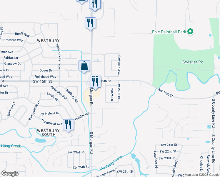 map of restaurants, bars, coffee shops, grocery stores, and more near 9609 Southwest 16th Street in Oklahoma City