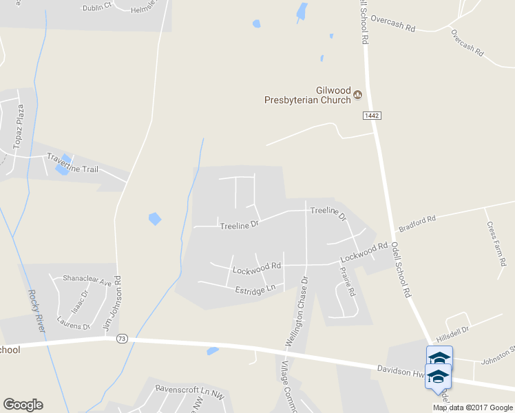 map of restaurants, bars, coffee shops, grocery stores, and more near 2512 Mill Wright Road in Concord