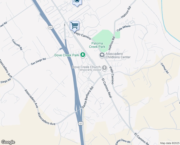 map of restaurants, bars, coffee shops, grocery stores, and more near 9164 Casero Court in Atascadero