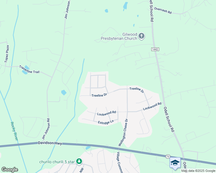 map of restaurants, bars, coffee shops, grocery stores, and more near 2512 Mill Wright Road in Concord