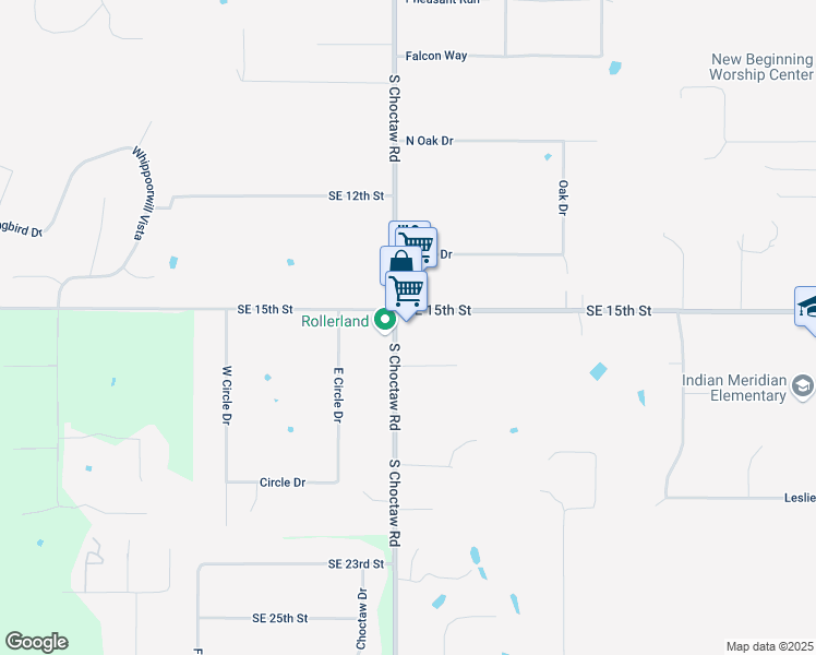map of restaurants, bars, coffee shops, grocery stores, and more near 1654 South Choctaw Road in Choctaw