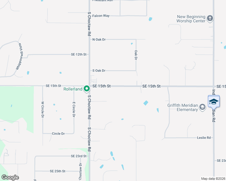 map of restaurants, bars, coffee shops, grocery stores, and more near 15152 Southeast 15th Street in Choctaw