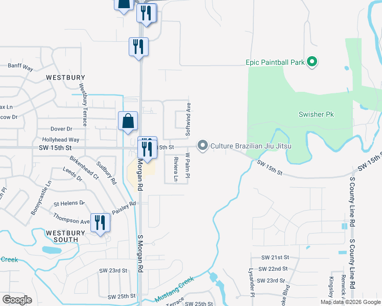 map of restaurants, bars, coffee shops, grocery stores, and more near 1604 West Palm Place in Oklahoma City