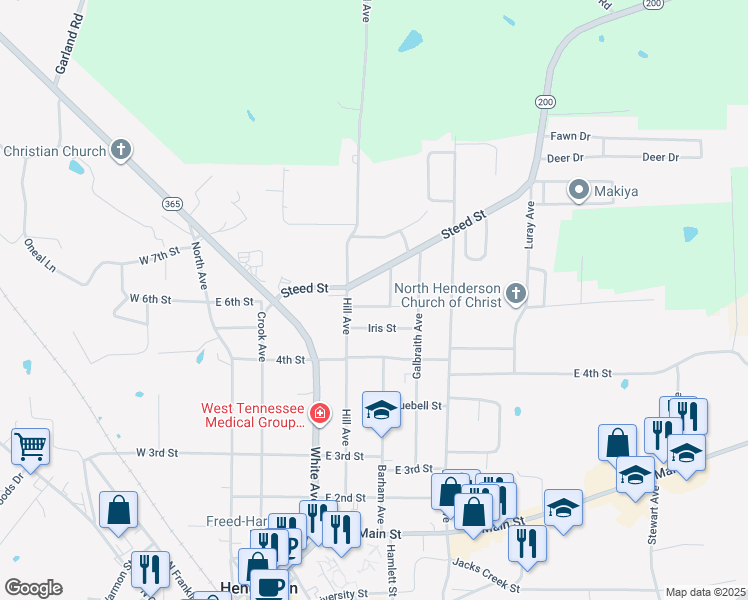 map of restaurants, bars, coffee shops, grocery stores, and more near 227 Tulip Street in Henderson
