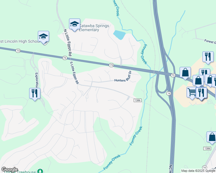 map of restaurants, bars, coffee shops, grocery stores, and more near 7361 South Little Egypt Road in Denver