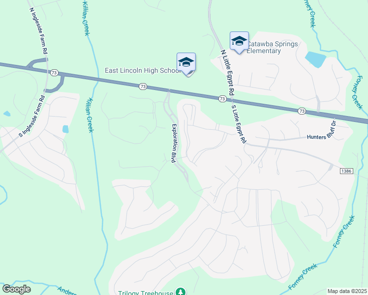 map of restaurants, bars, coffee shops, grocery stores, and more near 448 Flat Rock Drive in Stanley